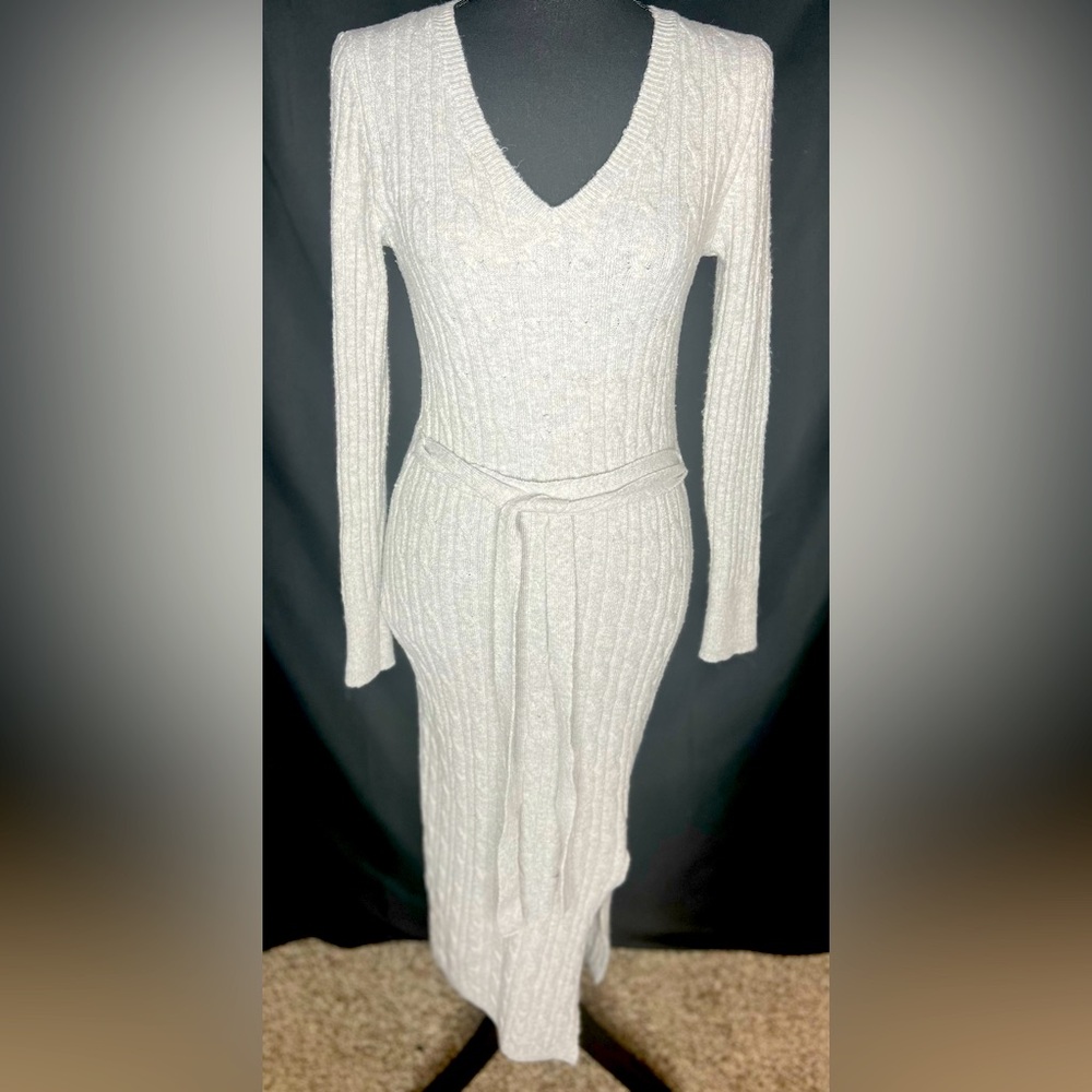 🤩 NEW ITEM! Olive & Oak Sweater Pullover Ribbed Dress Gray Long Women’s Slit